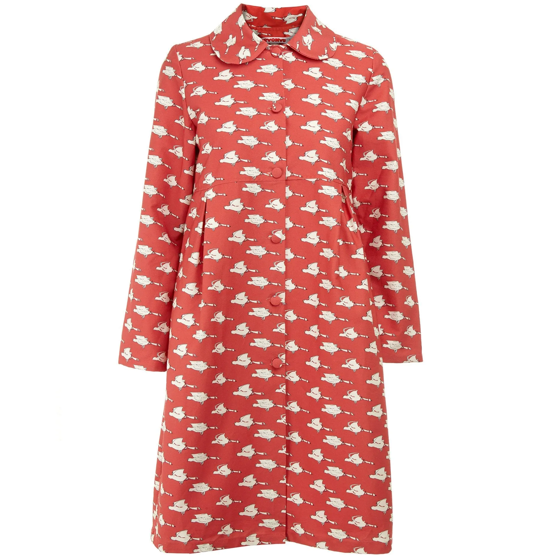 Red Ducks Fabric - Organic Cotton Twill